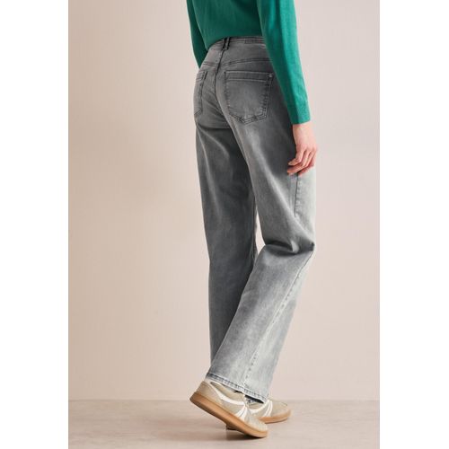 Loose-fit-Jeans CECIL, Damen, Gr. 28, Länge 32, grau (light grau stone wash), Jeans, 91% Baumwolle, 7% Polyester, 2% Elasthan, unifarben, casual, lang, Jeans, High Waist