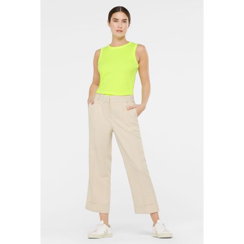 Bundfaltenhose SENSES.THE LABEL, Damen, Gr. M, Normalgrößen, raw cotton, Material: 84% Polyester, 13% Viskose, 3% Elasthan, unifarben, casual, lässig geschnitten knöchellang, Hosen, mit Bundfalten