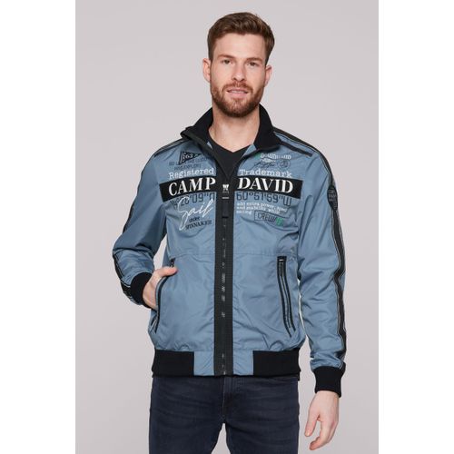 Outdoorjacke CAMP DAVID, Herren, Gr. L, smokey sky, Material Oberstoff: 100% Polyester, Futter Rumpf: 100% Polyamid, Futter Ärmel: 100% Polyester, bedruckt, bestickt, casual, lässig geschnitten normal, Langarm eingesetzt Rippbündchen, Jacken