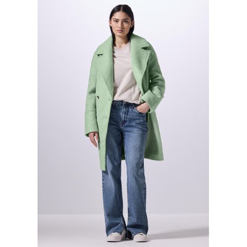Wollmantel STREET ONE STUDIO, Damen, Gr. 42, light mint grün, Stoff, Obermaterial: 100% Polyester; Futter: 100% Polyester, unifarben, casual, normal normal, V-Ausschnitt, Langarm Bündchen, Mäntel, in Woll-Optik