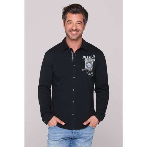 Langarmhemd CAMP DAVID, Herren, Gr. XXL, Normalgrößen, blau, Material: 100% Baumwolle, bedruckt, bestickt, casual, figurbetont normal, Langarm 1-Knopf-Manschette, Hemden, aus Baumwolle