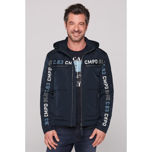 Outdoorjacke CAMP DAVID, Herren, Gr. L, blau, Material Oberstoff: 100% Polyester, Futter Rumpf: 100% Polyamid, Futter Ärmel: 100% Polyester, Wattierung: 100% Polyester, bedruckt, bestickt, casual, lässig geschnitten normal, Langarm eingesetzt gerader Abschluss, Jacken, mit Brusttaschen