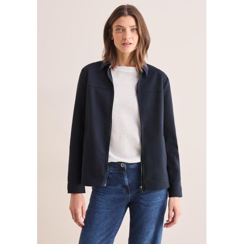 Fellimitatjacke CECIL, Damen, Gr. XL (44), blau (universal blau), Stoff, 100% Polyester, unifarben, casual, normal normal, V-Ausschnitt, Langarm Manschette, Jacken, mit Kragen