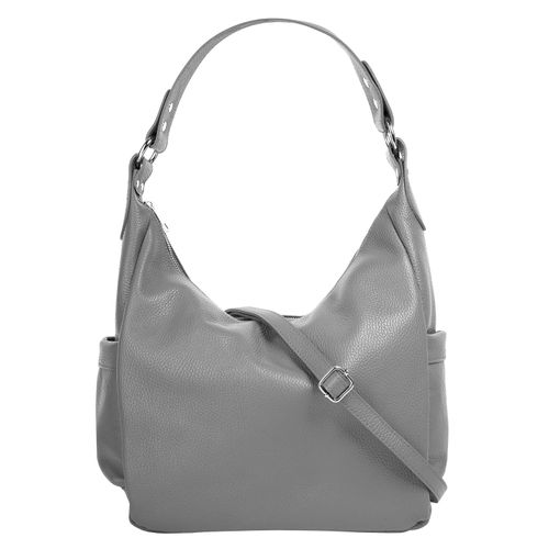 Shopper SAMANTHA LOOK, Damen, Gr. B/H/T: 35cm x 25cm x 10cm onesize, grau, Leder, unifarben, Taschen, echt Leder, Made in Italy