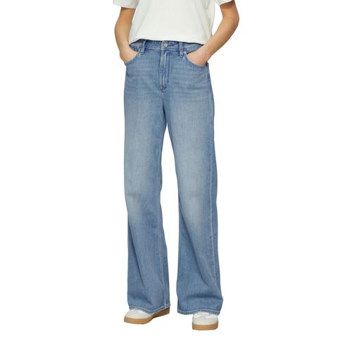 Schlagjeans S.OLIVER, Damen, Gr. 40, Länge 30, mid blau used30, Denim/Jeans, Obermaterial: 76% Baumwolle, 23% Polyester, 1% Elasthan, unifarben, casual, normal lang, Jeans, mit Stretch-Anteil