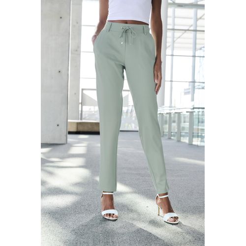 Jogger Pants LASCANA, Damen, Gr. 42, N-Gr, grün (mint), Sweatware, Obermaterial: 70% Viskose, 25% Polyamid, 5% Elasthan, unifarben, feminin, Basic schmal knöchelfrei, Hosen, mit elastischem Bund und Gürtelschlaufen, Loungewear