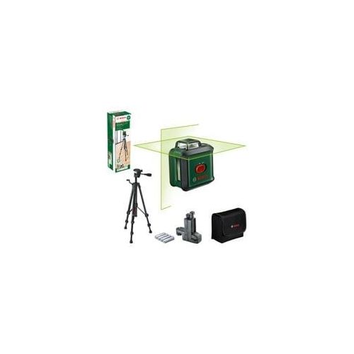 Kreuzlinienlaser UniversalLevel 360 Premium Set grün/schwarz, grüne Laserlinien, Reichweite Ø 24 Meter