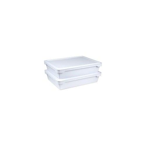 Pizzateigboxen, Behälter weiß, 2 Pizzaballenboxen + 2 Deckel