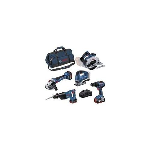 18V Profi Set, 5 Werkzeuge (GSR, GWS, GKS, GSA, GST), Werkzeug-Set blau, 3x Li-Ion Akku 4,0Ah, Werkzeugtasche
