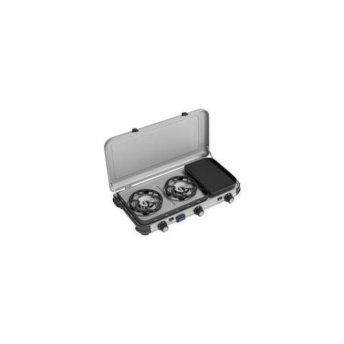 Camping Kitchen 2 Multi Cook, Gaskocher grau, 2 Kochfelder 2x 1,8 kW + Grillplatte 0,9 kW