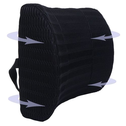 Lendenkissen MCW-N77, Rückenkissen Lordosenstütze, Memory Foam Stoff/Textil waschbar Befestigungsgürtel schwarz