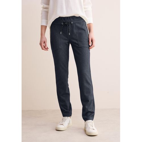 Stoffhose CECIL, Damen, Gr. XL, Länge 30, blau (universal blau), Stoff, 71% Polyester, 24% Viskose, 5% Elasthan, unifarben, casual, comfort fit lang, Hosen, im elastischen Materialmix