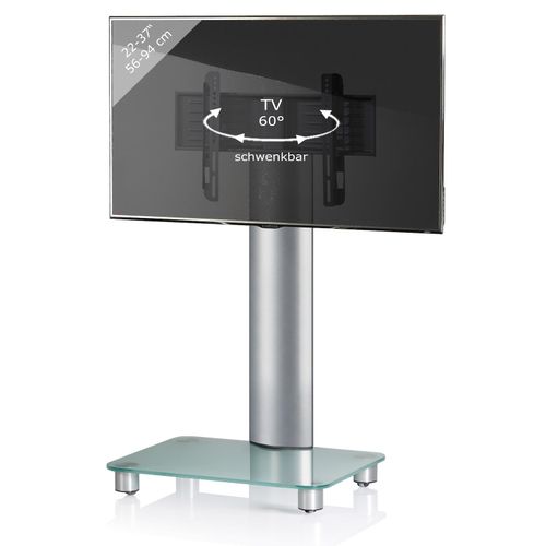 VCM TV Standfuß 26-40 Zoll VESA max. 600x400 bis 30 kg Fernseh Ständer aus Alu TV Bodenständer mit Rollen Maße ca. H. 100 x B. 60 x T 44 cm Fernsehstand Bilano