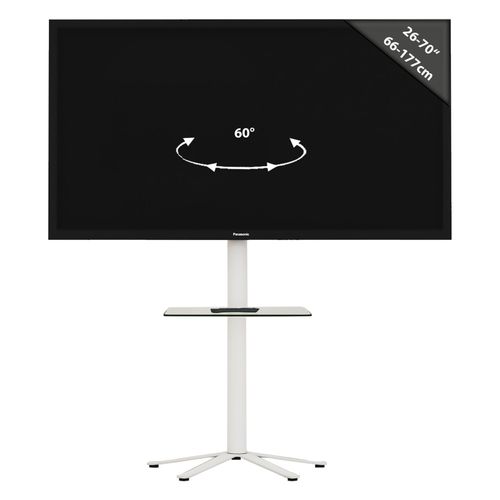 VCM TV Standfuß mit Fachboden 32-70 Zoll VESA max. 600x400 bis 40 kg Fernseh Ständer aus Alu TV Bodenständer Maße ca. H. 100 x B. 61 x T. 61 cm Fernsehstand Xila