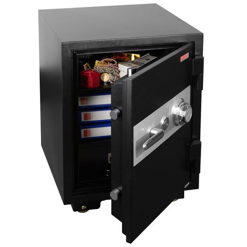 Tresor MCW-L48, feuerfest (60min) Safe Geldschrank Doppelbolzenverriegelung, 84kg Metall 68x48x47cm 48L ~ schwarz