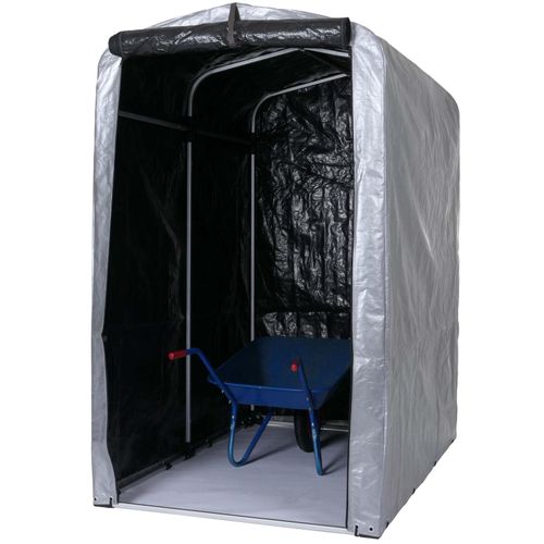 Gerätehaus MCW-N61, Gartenschuppen Geräteschuppen Gartenhaus, Alu UV-Schutz wasserfest, 201x121x201cm ~ silber