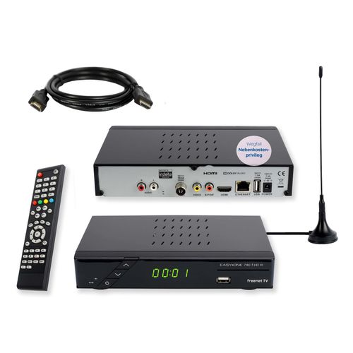 SET-ONE EasyOne 740 DVB-T2 Bundle, Freenet TV, HDMI Kabel, Antenne