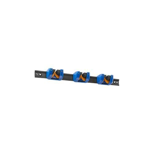 Gerätehalter XXL, Wandmontage, für bis zu 3 Geräte, Klemmbereich 10-40 mm, bis 30 kg, L 525 mm, Kunststoff und Stahl, blau-schwarz