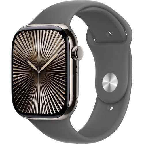 Apple Watch Series 10 GPS + Mobilfunk 46mm Natural Titanium w / Sport Strap Rock Grey S/M