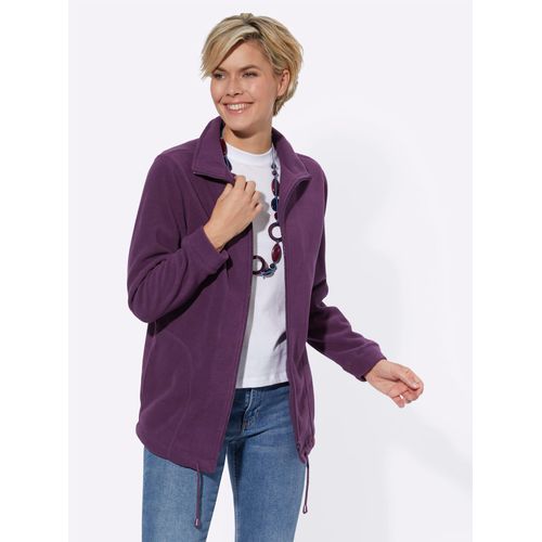 Fleecejacke CASUAL LOOKS, Damen, Gr. 48, lila (pflaume), 100% Polyester, unifarben, lässig geschnitten, Langarm, Jacken