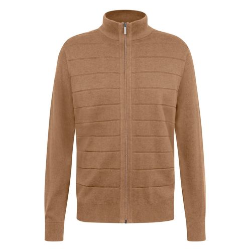 Strickjacke BUGATTI, Herren, Gr. M, 60, taupe, Strick, 100% Baumwolle, unifarben, casual, regular fit, Langarm Rippbündchen, Strickjacken, mit Reißverschluss