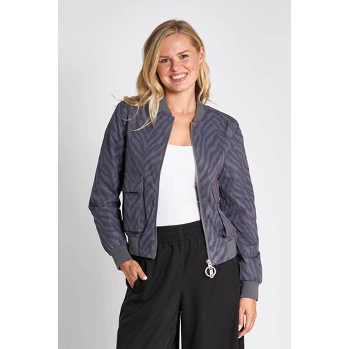 Blouson ZHRILL, Damen, Gr. XL, grau (anthra), Obermaterial: 57% Polyester, 43% Baumwolle, casual, regular fit hüftlang, Langarm elastischer Bund, Jacken, in Unifarbe, Topseller