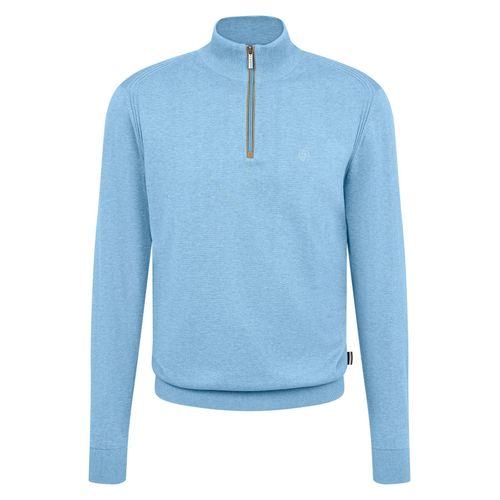 Troyer BUGATTI, Herren, Gr. 3XL, 320, hellblau, Sweatware, 100% Baumwolle, unifarben, casual, regular fit, ohne Ausschnitt, Langarm Rippbündchen, Pullover, mit Stehkragen