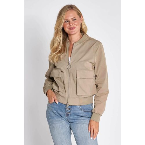 Blouson ZHRILL, Damen, Gr. S, grün (olive), Obermaterial: 57% Polyester, 43% Baumwolle, casual, regular fit hüftlang, Langarm elastischer Bund, Jacken, in Unifarbe, Topseller
