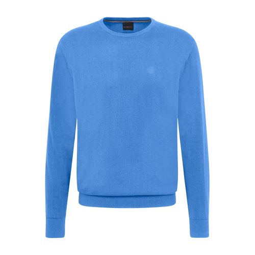 Rundhalspullover BUGATTI, Herren, Gr. XXL, 340, blaugrau, Sweatware, 100% Baumwolle, unifarben, casual, regular fit, Rundhals, Langarm Rippbündchen, Pullover, aus Baumwolle