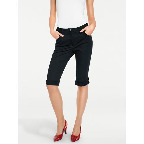 Caprijeans HEINE, Damen, Gr. 44, Normalgrößen, schwarz, 97% Baumwolle, 3% Elasthan, Miedereinsatz:15% Elasthan, 85% Polyamid, unifarben, knielang, Jeans
