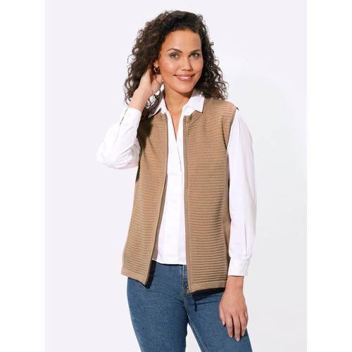 Strickweste CASUAL LOOKS, Damen, Gr. 50, braun (camel), 50% Baumwolle, 50% Polyacryl, unifarben, Westen