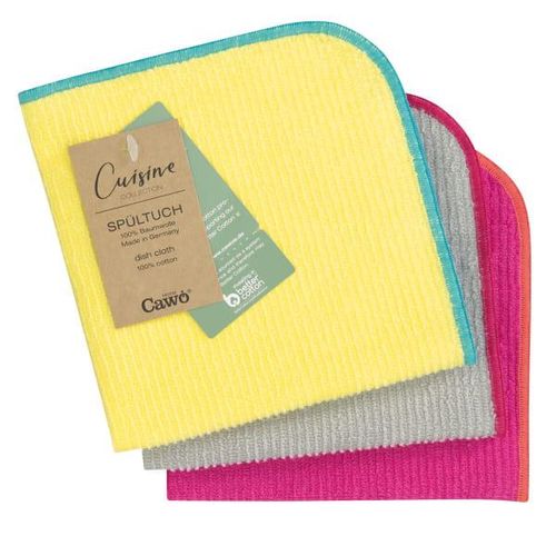 Cawö Spültücher Trio 550 - Farbe: lemon/pink - 52 - 30x30 cm