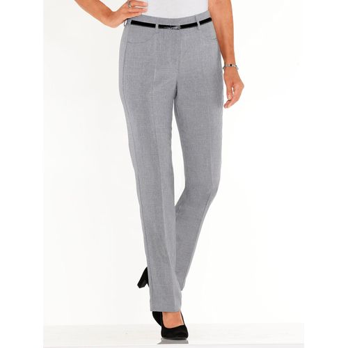 Bügelfaltenhose CLASSIC BASICS, Damen, Gr. 40, Normalgrößen, grau (grau, meliert), 100% Polyester, Lederimitat:100% Polyester, meliert, unifarben, lang, Hosen