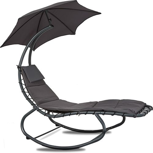 Linder Exclusiv Garten-Liegestuhl mit Sonnenschirm Grau