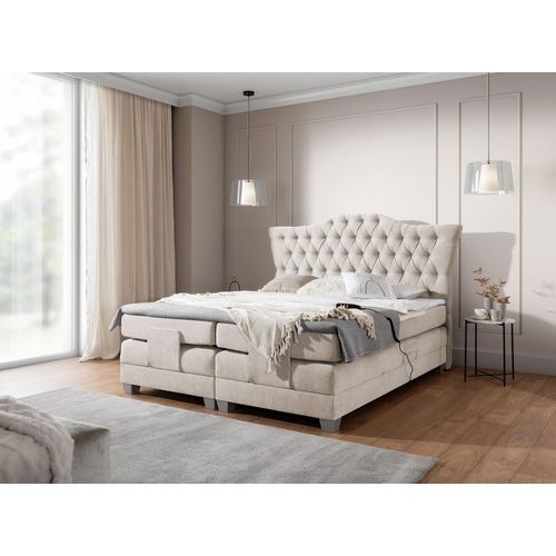 Boxspringbett Elektrisch Bett FAUSTO 140x200cm in Stoff Wind Beige