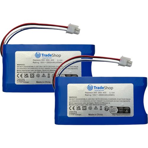 2x Trade-Shop Li-Ion Akku 18V / 2500mAh kompatibel mit Yard Force Amiro 400, 400i, 350, 350i ersetzt 1920726 / Rasenmäher Mähroboter Zubehör