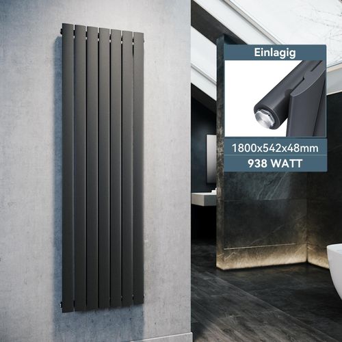 SONNI 1800×542mm Anthrazit Einlagig Paneelheizkörper Vertikal Heizkörper