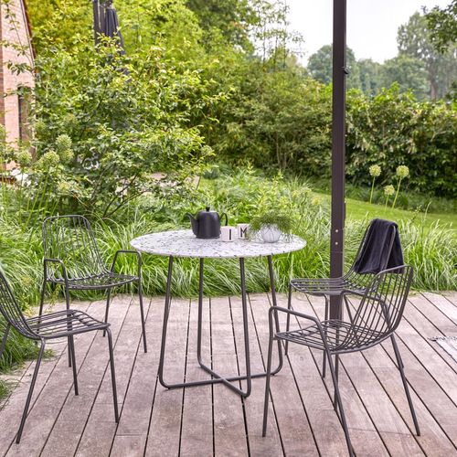 Runder Gartentisch Premium-Terrazzo und Metall 90 Elio grau