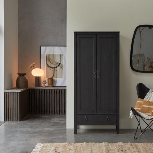 Schrank aus massivem Kiefernholz 180 Thaki Black
