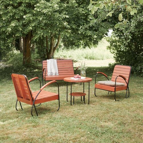 4-Sitzer-Gartenlounge Key Wood aus massivem Akazienholz