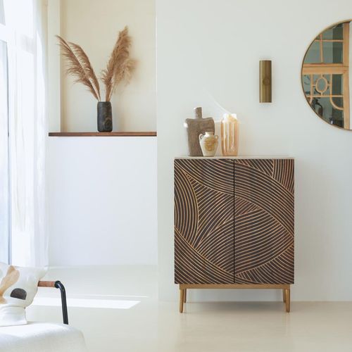 Anrichte aus massivem Mangoholz und Terrazzo Bilal 80 cm