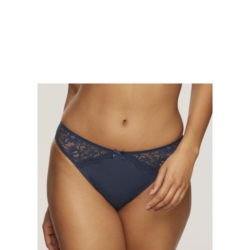Slip NUANCE, Damen, Gr. 48/50, blau (marine), Microtouch, Spitze, Obermaterial: 85% Polyamid, 15% Elasthan, Unterhosen, aus weichem Microtouch-Material mit Spitzeneinsätzen, Basic