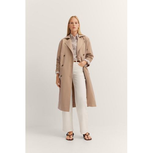 Trenchcoat BUGATTI, Damen, Gr. 36, 50, beige, 65% Baumwolle, 35% Polyester, unifarben, casual, regular fit, Langarm normaler Saum, Mäntel, wasserabweisend