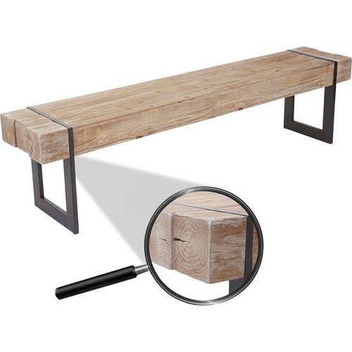 Sitzbank HWC-A15, Esszimmerbank Bank, Tanne Holz rustikal massiv MVG- naturfarben 180cm