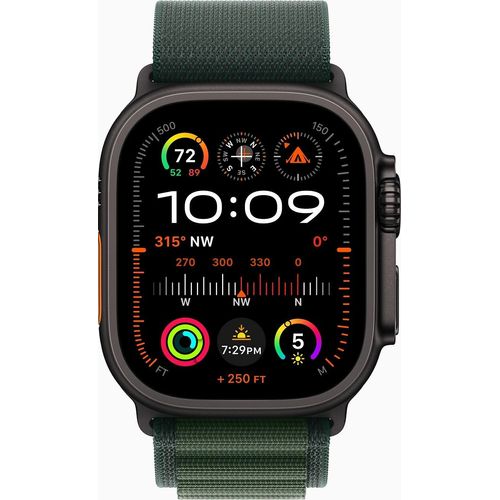 Apple Watch Ultra 2/49mm/Schwarz/Sportband/Dunkelgrün Alpin/klein