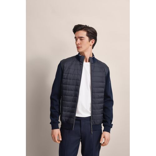 Sweatjacke BUGATTI, Herren, Gr. XXL, blau (marine), Sweatware, 90% Baumwolle, 10% Polyester, unifarben, casual, normal, ohne Ausschnitt, Langarm Rippbündchen, Sweatjacken, mit sportlichem Stehkragen