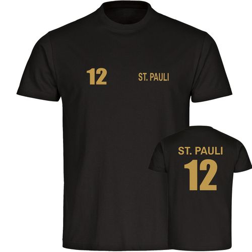 multifanshop Kinder T-Shirt - St. Pauli - Trikot Nummer 12 gold - Druck gold metallic - Kind