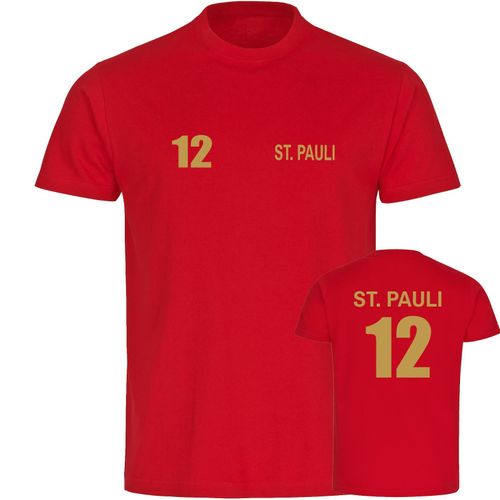 multifanshop Kinder T-Shirt - St. Pauli - Trikot Nummer 12 gold - Druck gold metallic - Kind