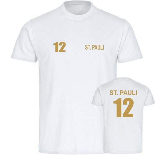 multifanshop Kinder T-Shirt - St. Pauli - Trikot Nummer 12 gold - Druck gold metallic - Kind
