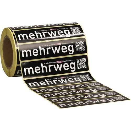 Mehrweg-Sticker, für reuse.me-System, Rolle à 250 Stk, LxB 180 x 40 mm kaiserkraft